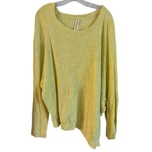 Anthropologie Micro Ribbed Drop Shoulder Asymmetric Hem Long Sleeve Tee XL